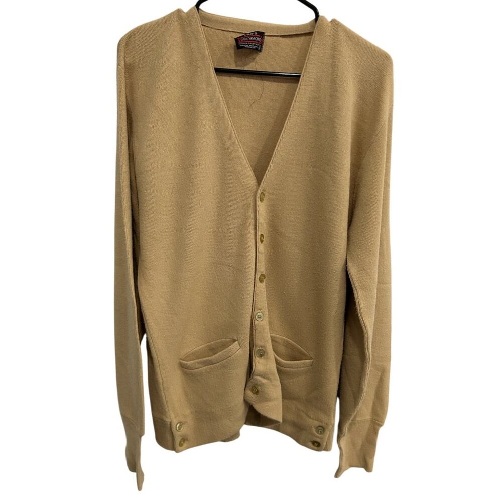 Vintage Drummond Beige Button-Up Cardigan Sweater Sz Medium Preppy Old Money